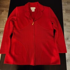 Escada Vibrant Red Zip-Front Blazer Jacket